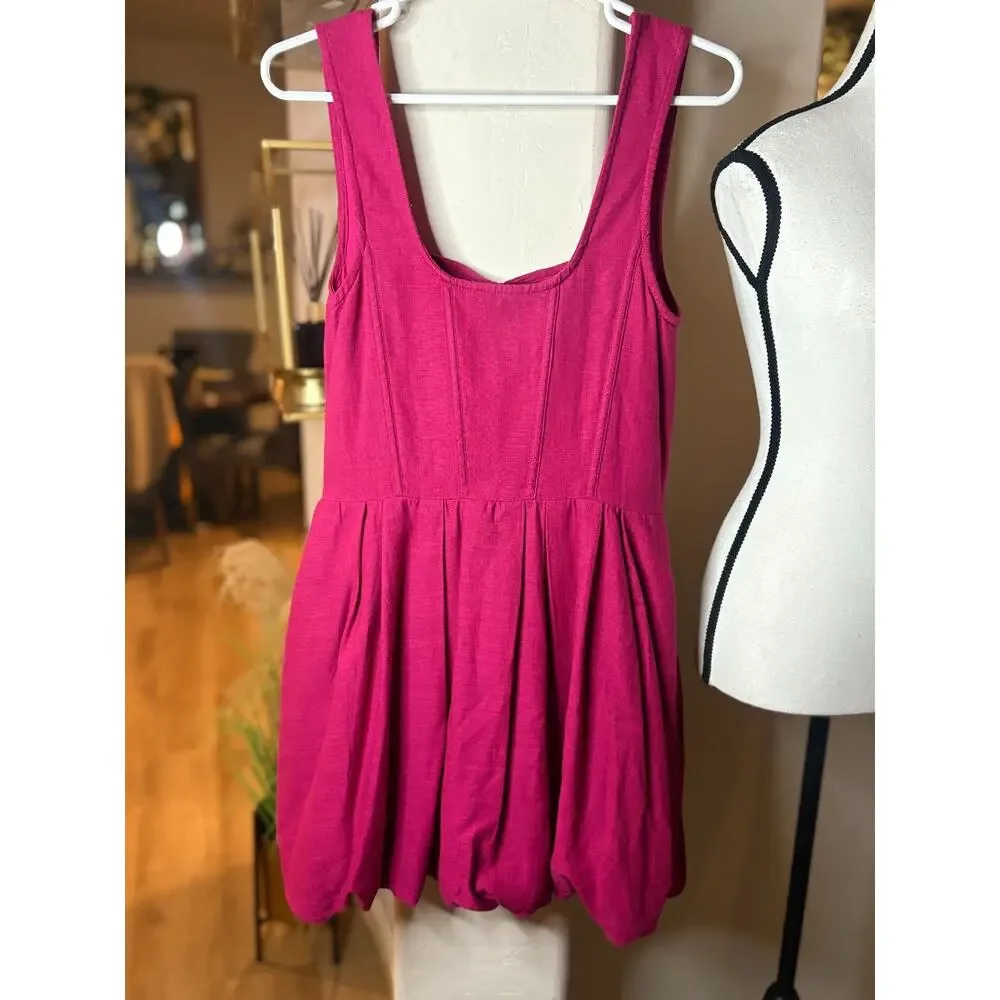 Aureta Studio x Anthropologie Corset Bubble Dress Raspberry Pink Size 4